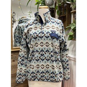 Patagonia L Tundra Cluster Big Sky Blue Synchilla Snap-T Pullover Fleece Geo